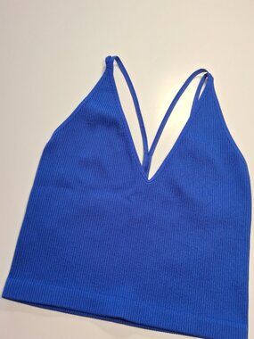 Electric blue ribbed crop top, Dynamite